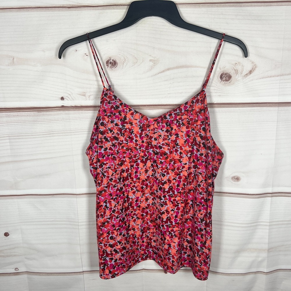 Nine West Top Women XL Multicolor Printed Cami Tank V-Neck Spaghetti Strap Woven